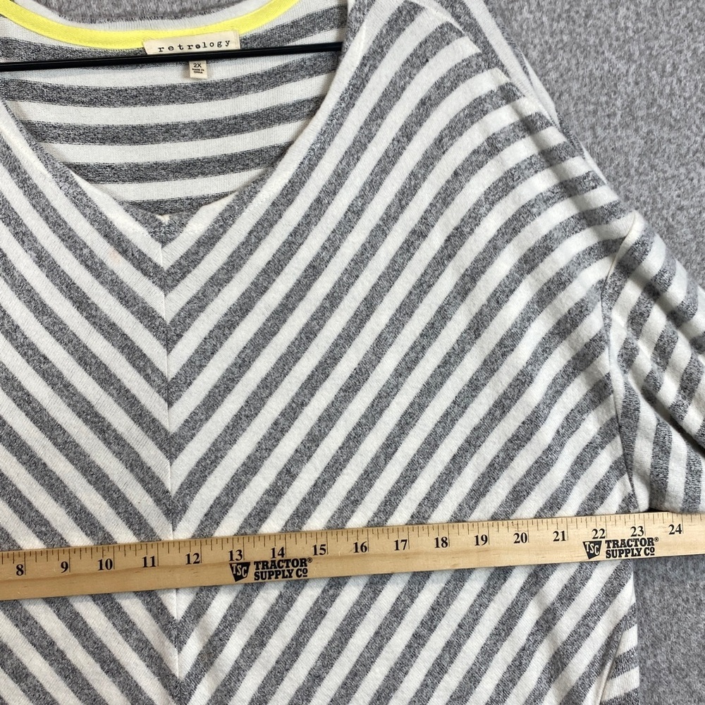 Retrology super soft long sleeve tee 2X stripe tunic top casual basics - Picture 3 of 7